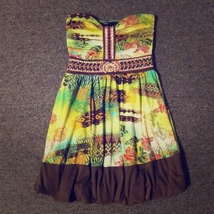 Tribal looking strapless dress size small